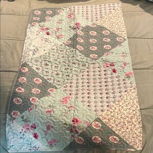 Amazon Floral Patchwork Pillow Cover - Pink and Gray